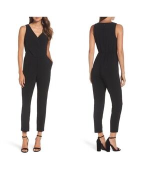 Ali & Jay Asymmetrical Draped Slim Leg Black Jumpsuit NWOT XS $138